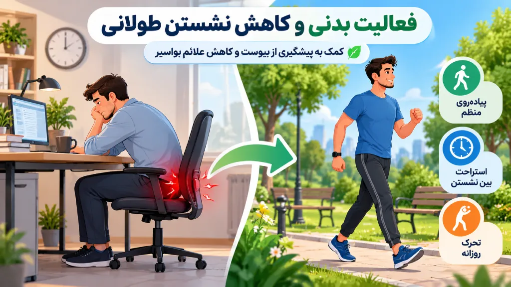 درمان بواسیر با فعالیت بدنی و کاهش نشستن طولانی
